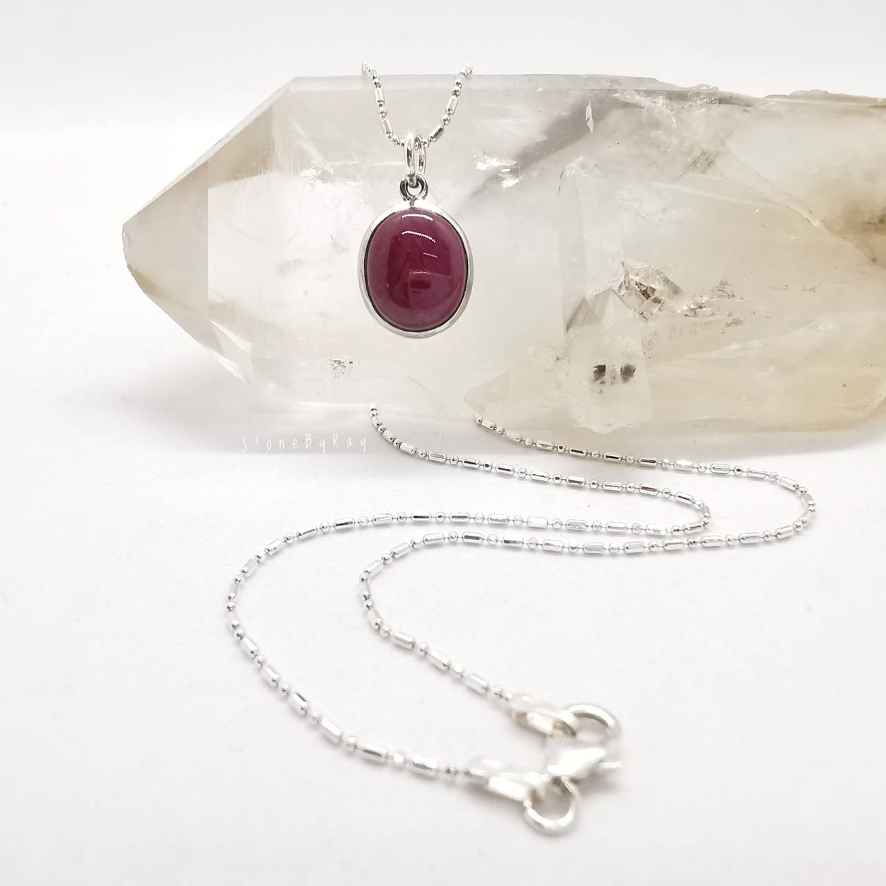 สร้อยคอเงินจี้พลอยทับทิม Ruby