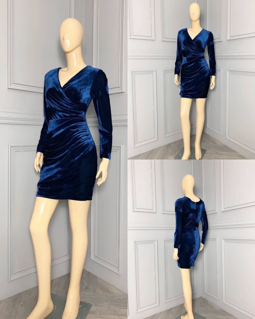 kudapy ชุดราตรีสั้นคอวีแขนยาวผ้ากำมะหยี่ ทรงเข้ารูป สีม่วง ,แดงไวน์ ,แดงเลือดหมู ,เทา ,เขียว ,น้ำตาลทอง ,น้ำเงินสด