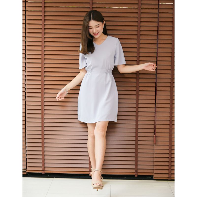 kudapy เดรสแขนระบายสม๊อคเอวด้านข้างถึงด้านหลัง เข้ารูปตามเอวลูกค้า