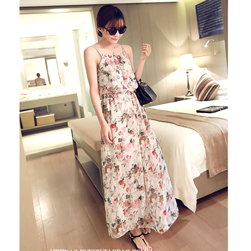 kudapy แม็กซี่เดรสยาวสีขาวครีม เดรสทรงสายเดี่ยว เนื้อผ้าชีฟองลายดอก สีครีม เก๋ๆ