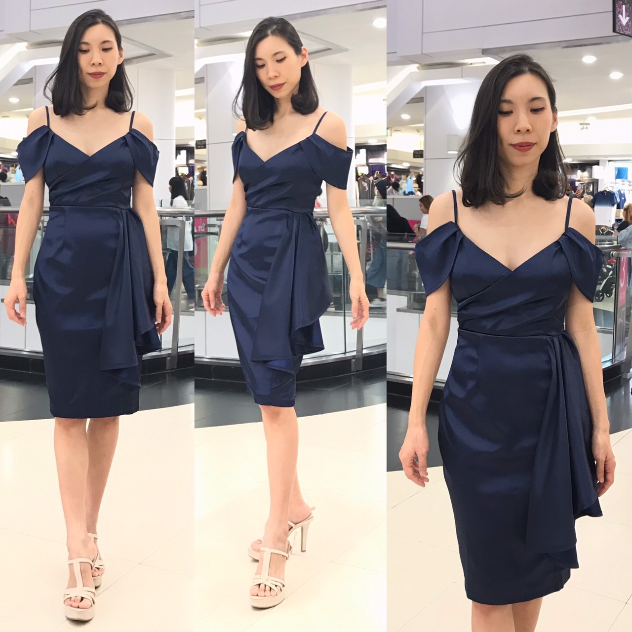 kudapy เดรสสายเดี่ยวเปิดไหล่ สีชมพูพิ้งค์โกลล์, เขียวมรกต, ทองโรสโกลล์ ,แดง, กรมท่า,ส้มอิฐ ,ฟ้า ,เทา เดรสผ้าดัชเชทเงาวาวสวย สายเดี่ยวเปิดบ่า ทรงคิมเบอร์รี่ ช่วงอกป้ายไขว้ จับจีบ กระโปรงสอบ ผ่าหลัง