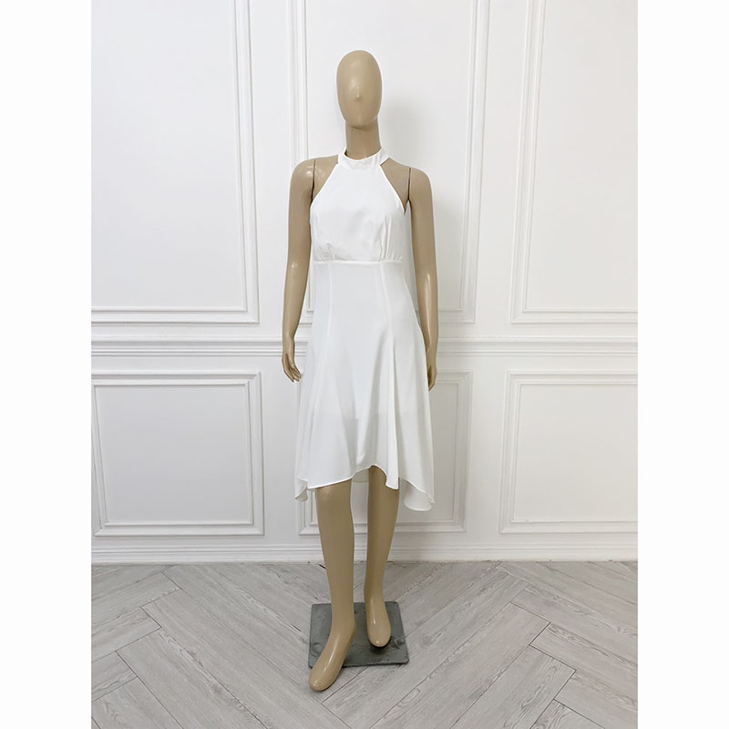 kudapy เดรสสั้นสีชมพู/สีขาว ออกงานคอเต่าแขนกุดกระโปรงบาน น่ารักๆ มินิมอล เรียบหรูดูดีมาก