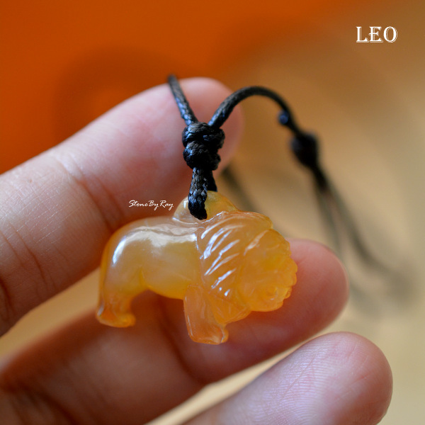 สร้อยคอเชือกจี้หินแกะสลักราศีสิงห์(Leo)