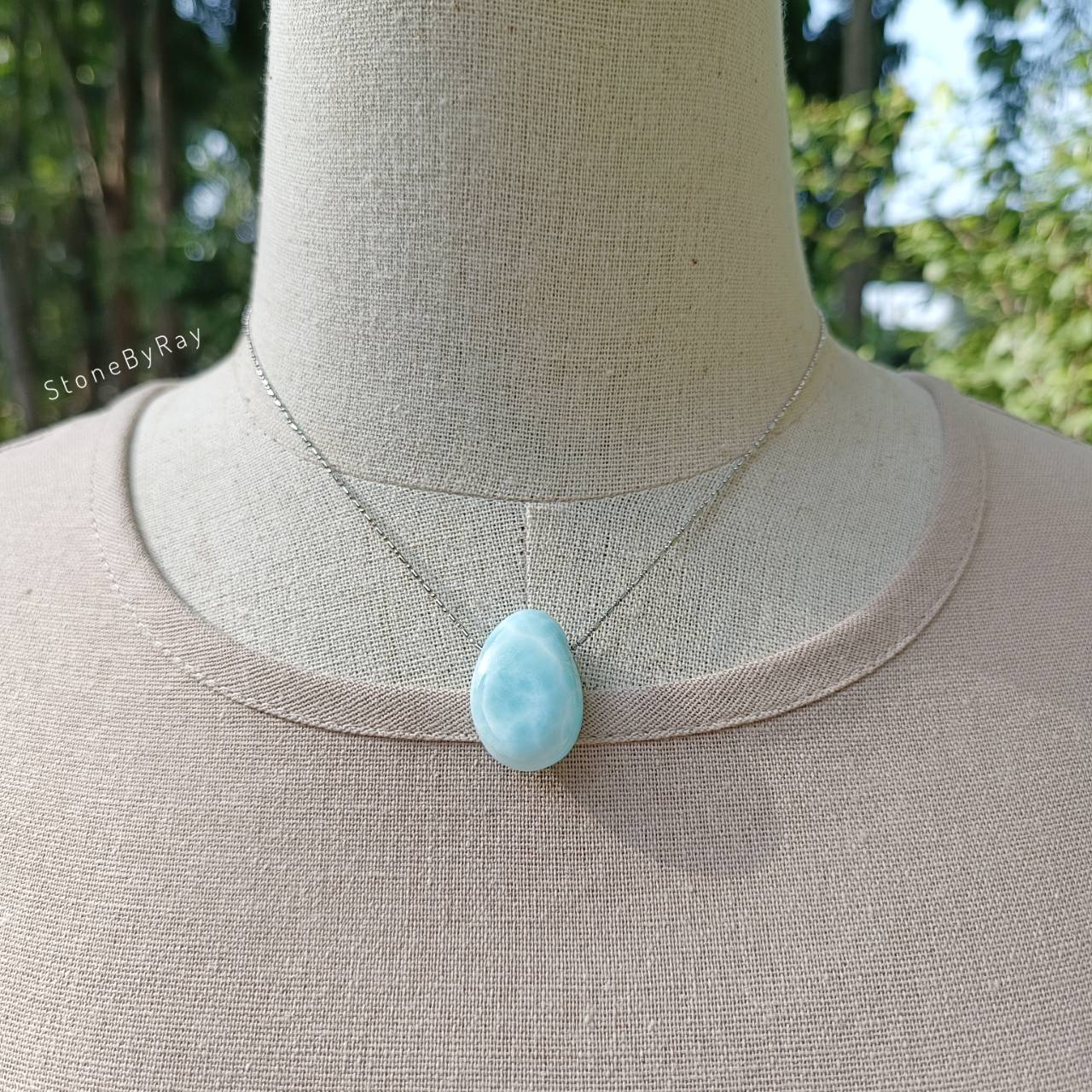 สร้อยคอเงินจี้หินลาริมาร์ Larimar