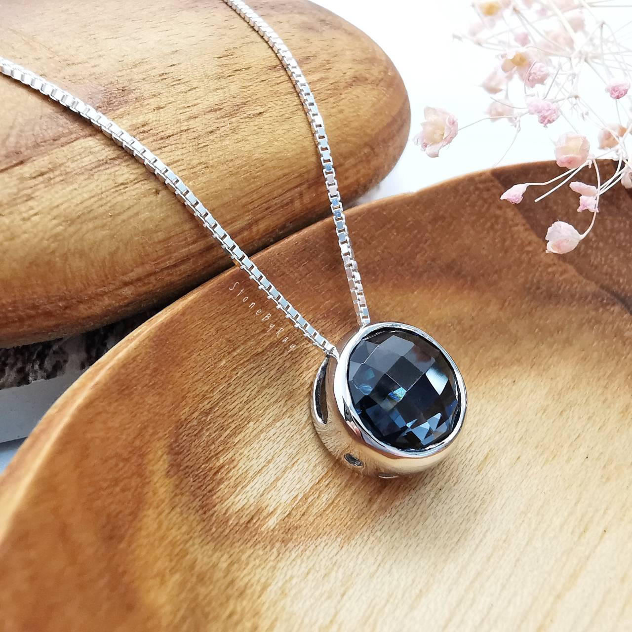 สร้อยคอเงินจี้พลอยลอนดอนบลูโทพาส London Blue Topaz
