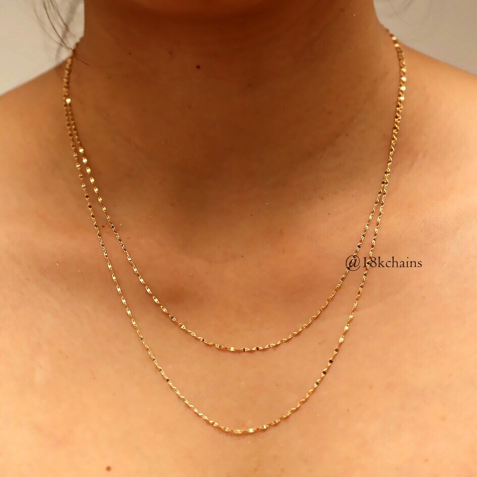 สร้อยอิตาลี18kแท้ ลายจันทร์กระพริบ