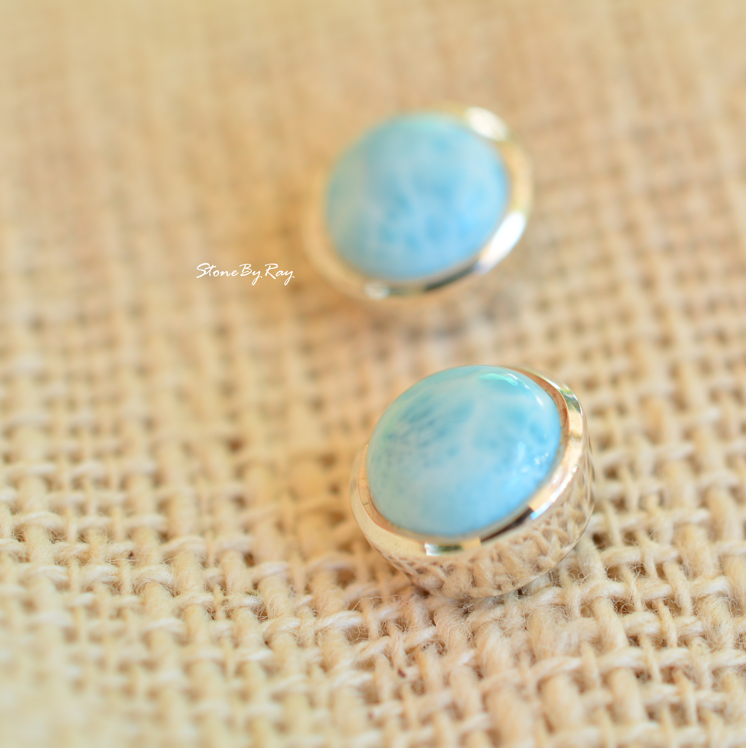 ต่างหูเงินหินลาริมาร์