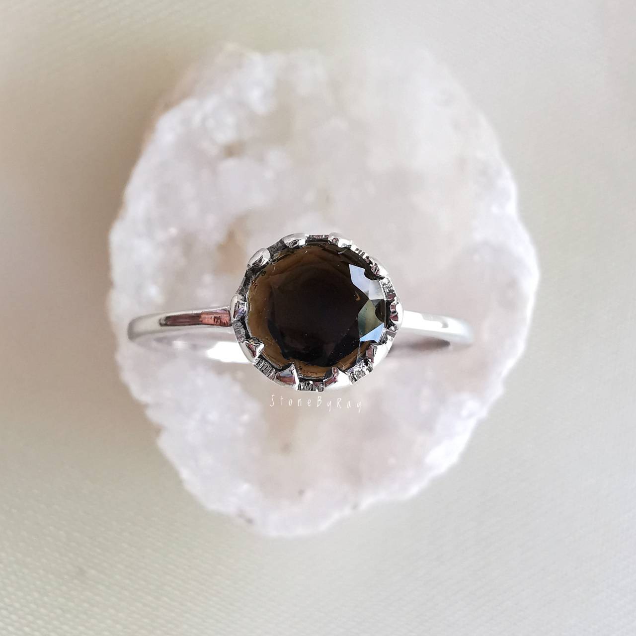 แหวนเงินหินสะเก็ดดาว Tektite
