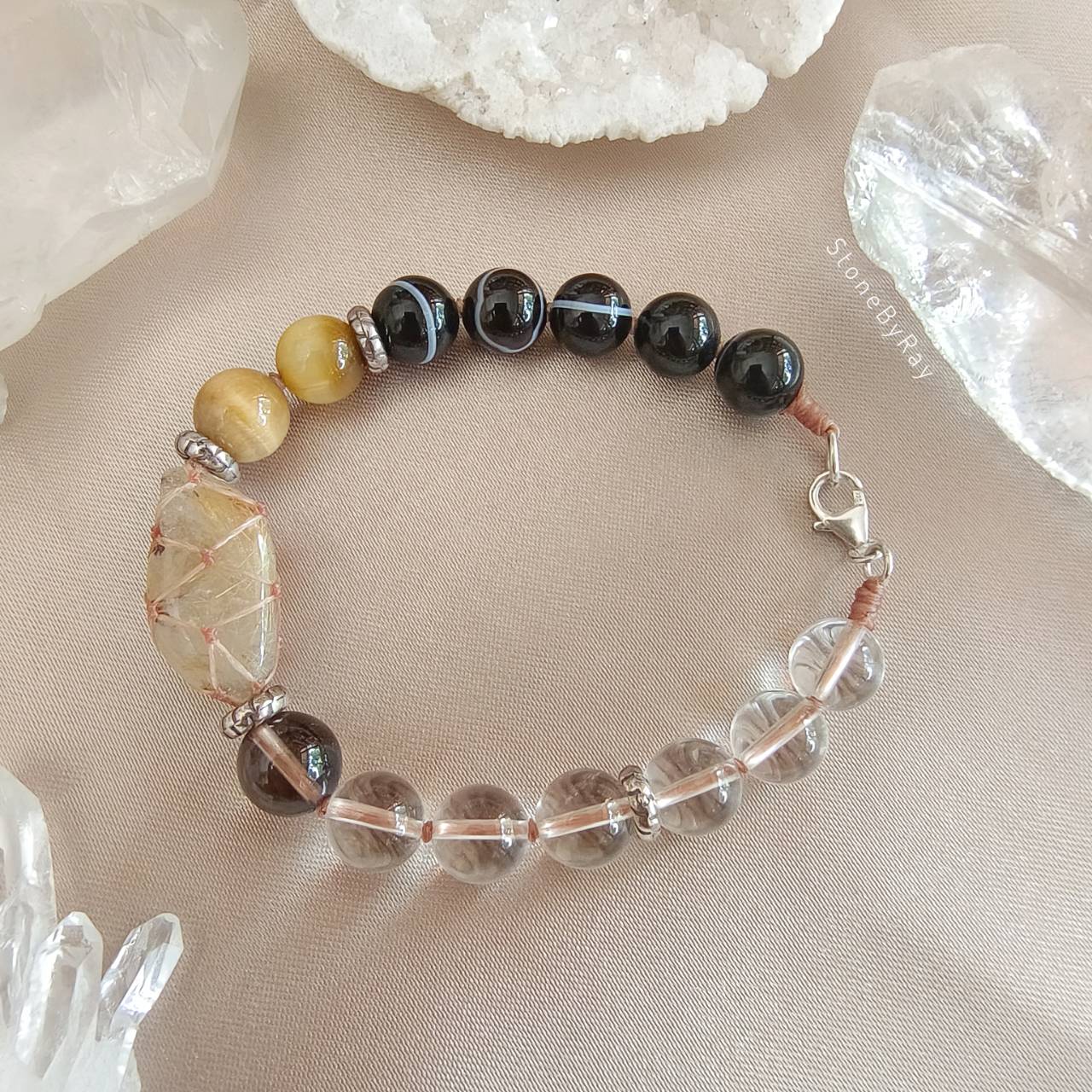สร้อยข้อมือเชือกถักหินไหมทอง Rutilated Quartz