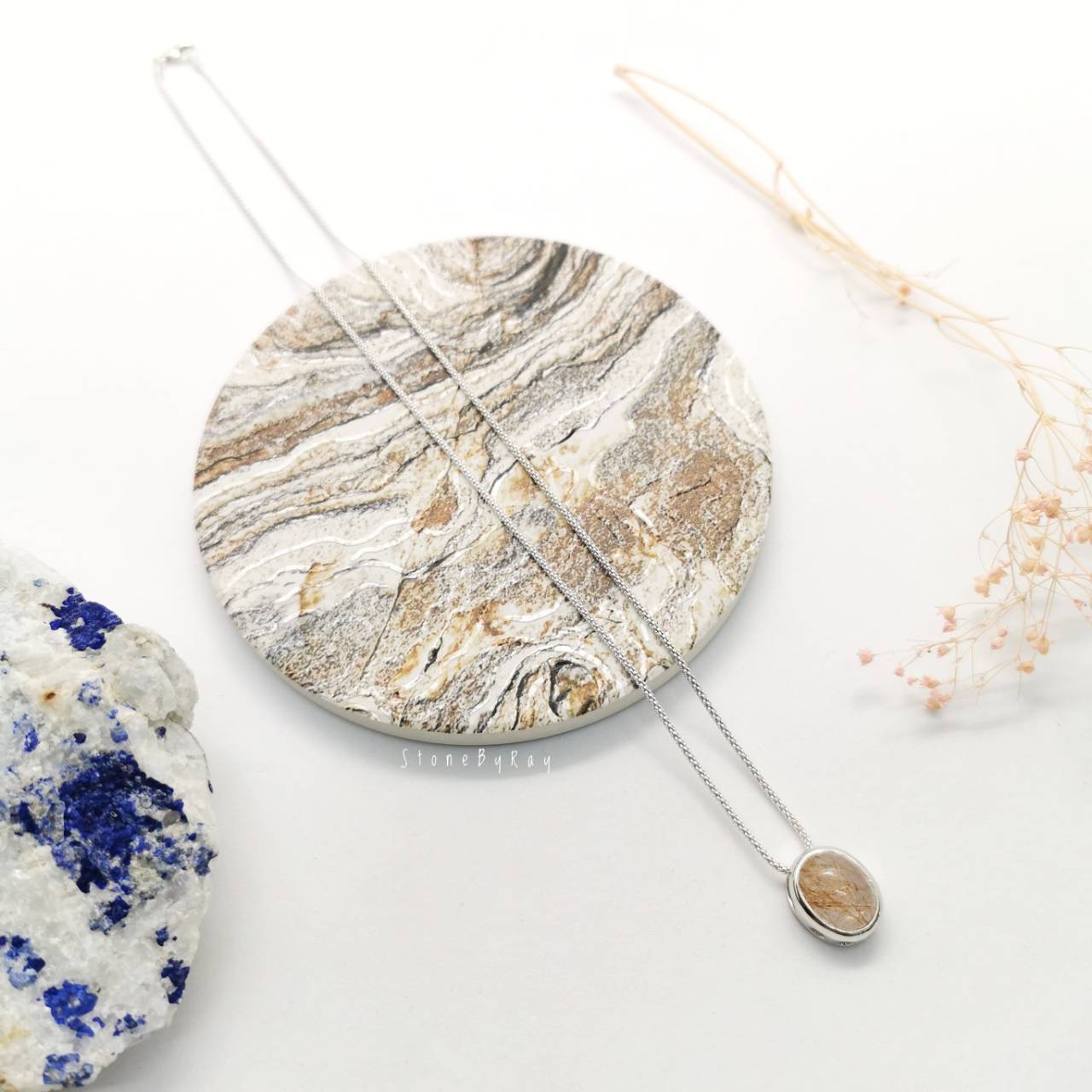 สร้อยคอเงินจี้หินไหมนาค Red Rutilated Quartz