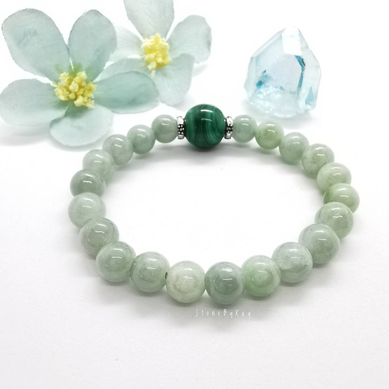สร้อยข้อมือหยกกับหินมาลาไคต์ Jade+Malachite