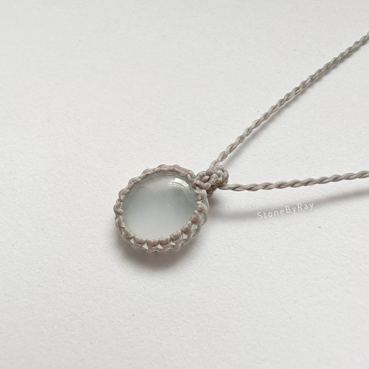 สร้อยเชือกถักจี้หินอความารีน Aquamarine