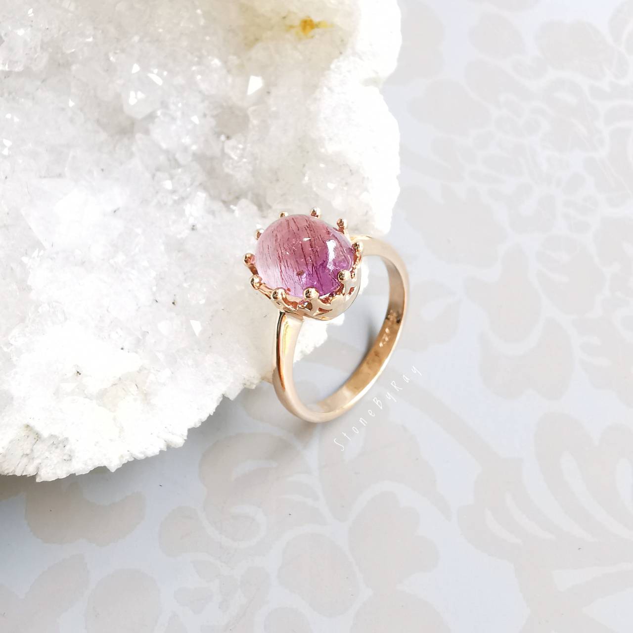 แหวนเงินหินซุปเปอร์เซเว่น(สีPink Gold)