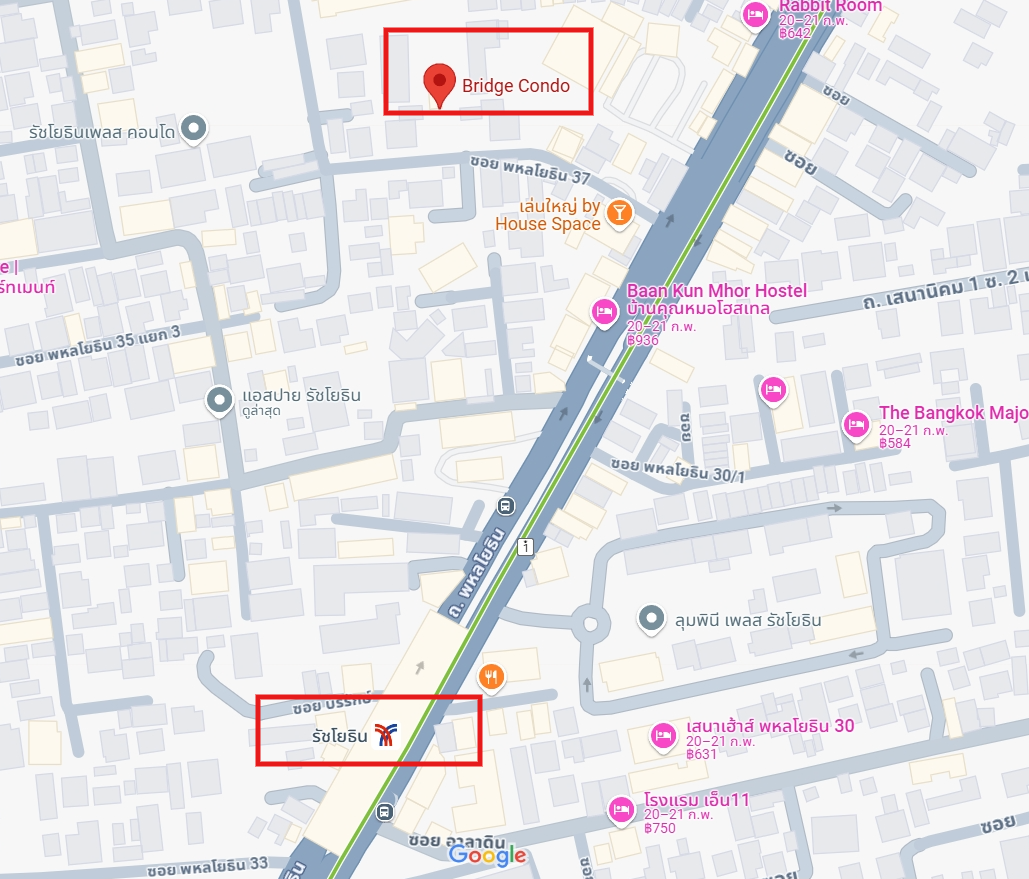 ให้เช่าคอนโด Bridge Phaholyothin 37 (บริดจ์ พหลโยธิน 37) - โซนพื้นที่ BTS รัชโยธิน - แบบห้อง 1ห้องนอน 1ห้องน้ำ - ขนาดห้อง 42.5 ตรม. ชั้น 4 ตึก B