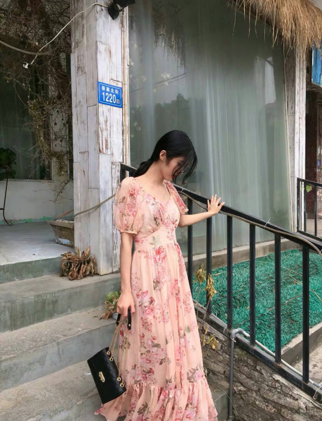 เดรสสไตล์เกาหลีสีโอรส สีฟ้า สีชมพู ผ้าชีฟองสีสวยสดใส แพทเทิร์นเป้ะ