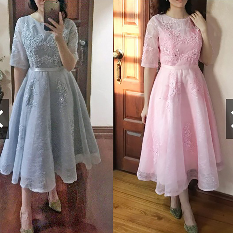 kudapy เดรสสั้นสีชมพู ออกงานลูกไม้ แขนสั้น เอวเย็บคาดผ้าซาติน อกเสริมฟองน้ำ เนื้อผ้าลูกไม้ผ้าโปร่ง เย็บติดลายลูกไม้สวยๆ