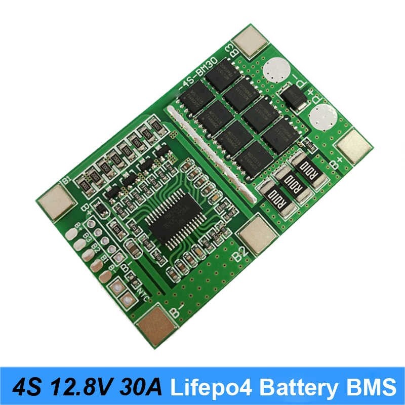 BMS 4s 30a 12.8 v w/balance 3.2 v lifepo4 life แผ่นบอร์ดโมดูลป้องกันแบตเตอรี่