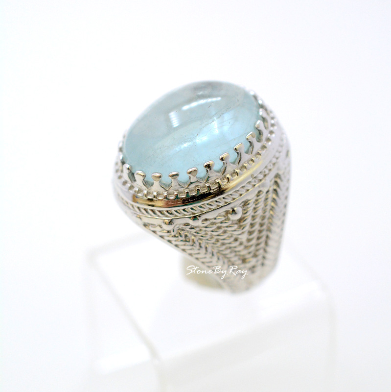 แหวนเงินแท้พลอยอความารีน Aquamarine