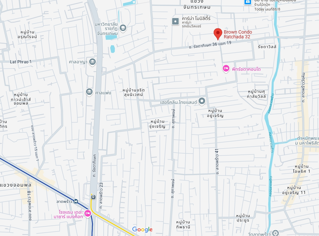 ให้เช่าคอนโด Brown Ratchada 32 (บราวน์ รัชดา 32 ) - โซนพื้นที่ MRT ลาดพร้าว - แบบห้อง Studio 1ห้องน้ำ - ขนาดห้อง 24 ตรม. ชั้น 6