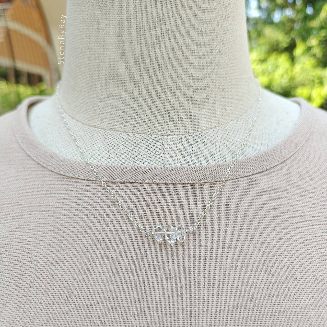 สร้อยคอเงินหินเฮอร์คิเมอร์ไดม่อน Herkimer Diamond