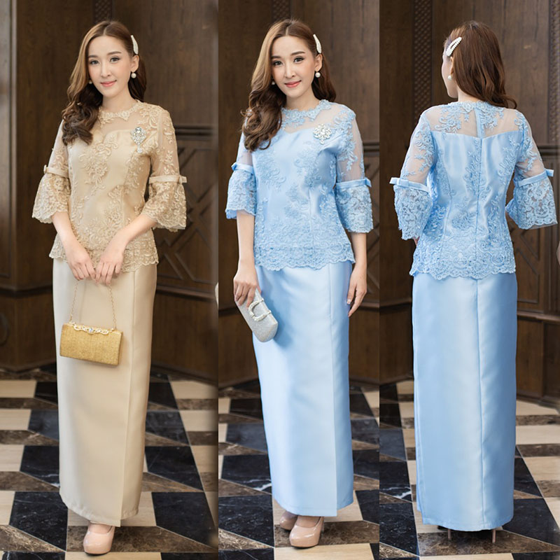 kudapy ชุดเซ็ทเสื้อ+กระโปรงพับทบหน้า งานผ้าไหมอิตาลีเนื้อผ้ามันเงา (มีซับในช่วงลูกไม้ป้องกันการระคายเคือง)