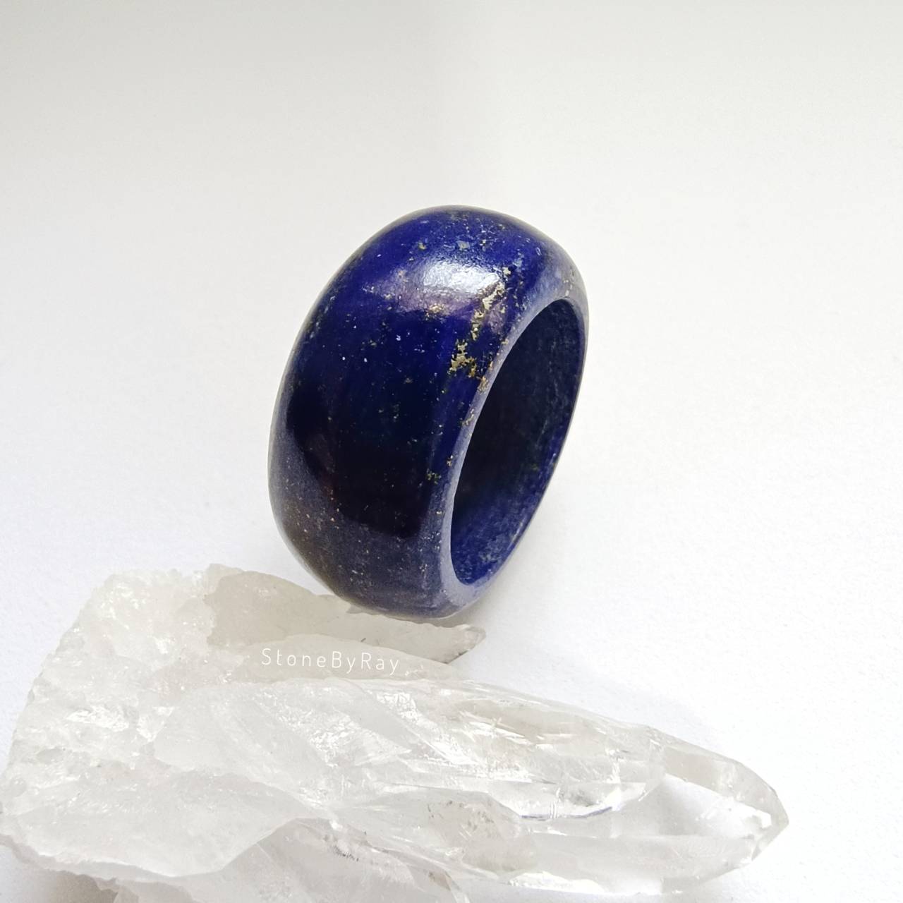 แหวนหินลาพิสลาซูลีเจียรแบบแหวนเกลี้ยงsize60 Lapis Lazuli