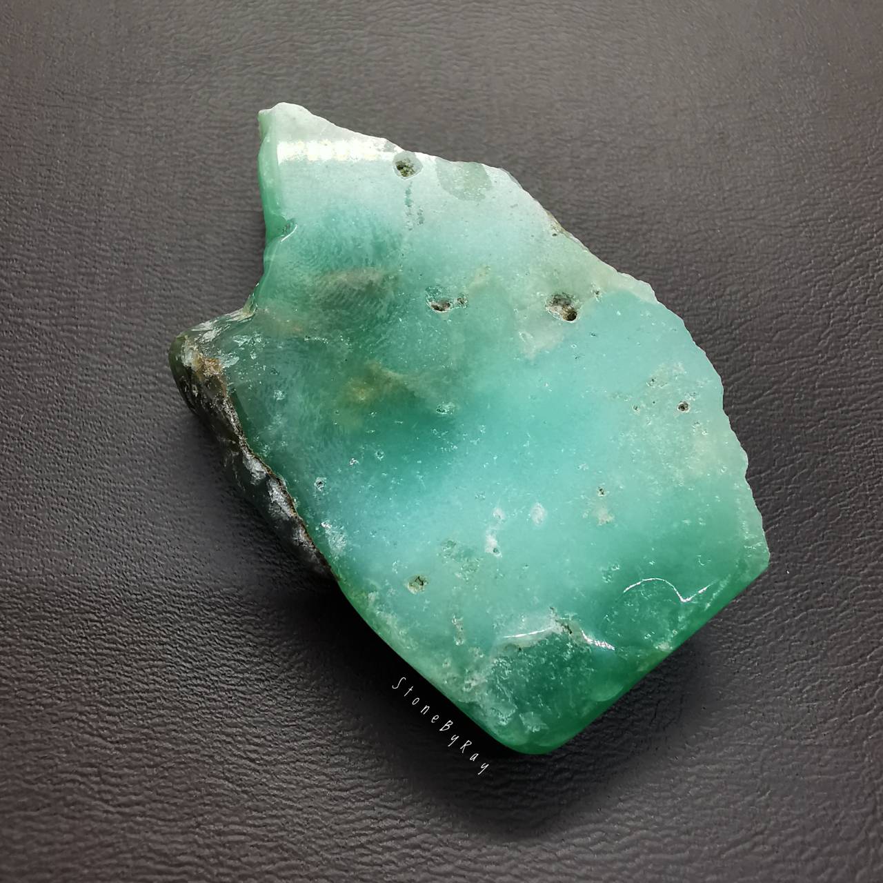 หินคริสโซเพรสก้อนธรรมชาติขัดเงา2หน้า Chrysoprase