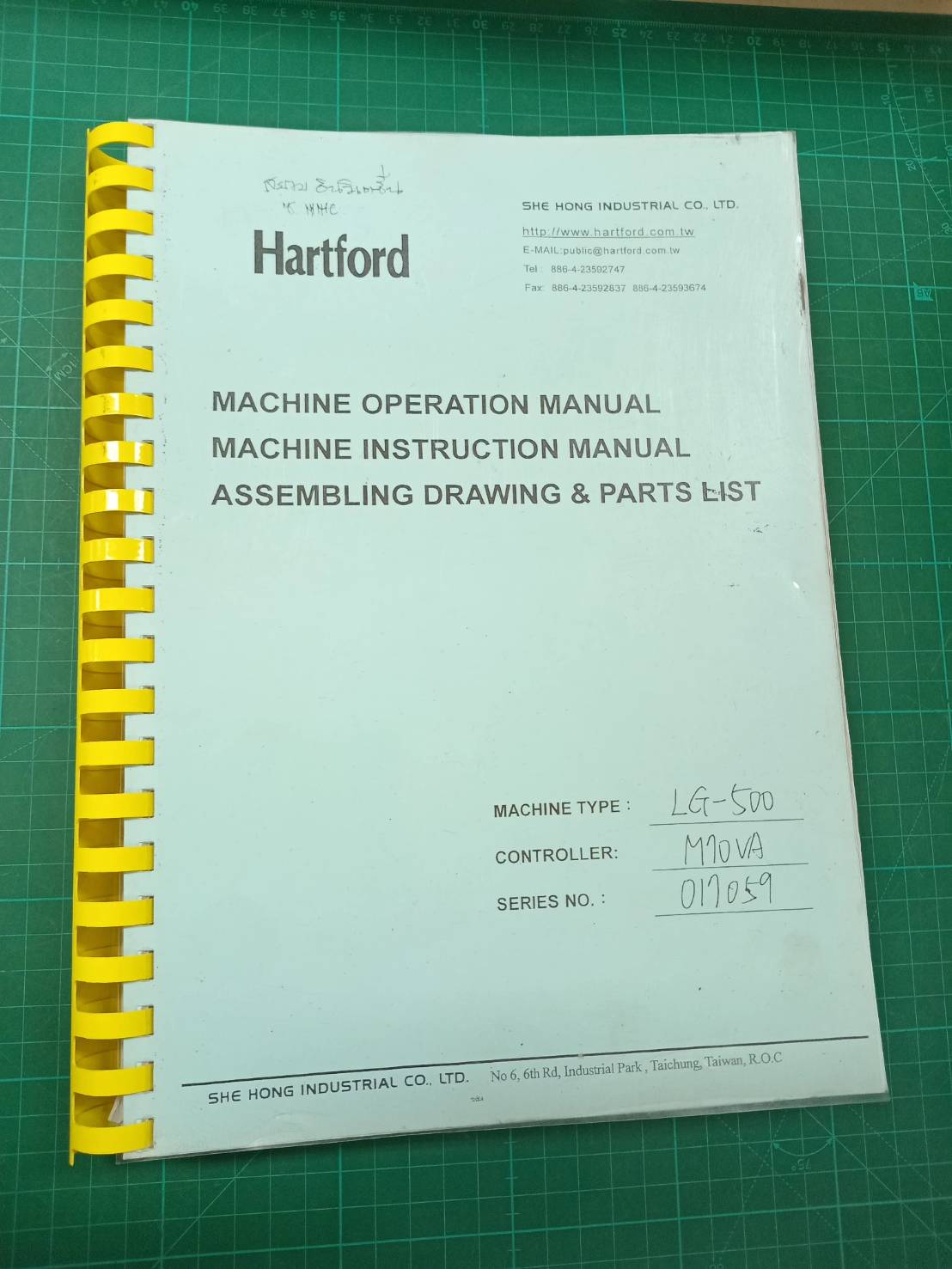HARTFORD LG-500 M10VA OPERATION INSTRUCTION MANUAL WIRING & PARTS LIST