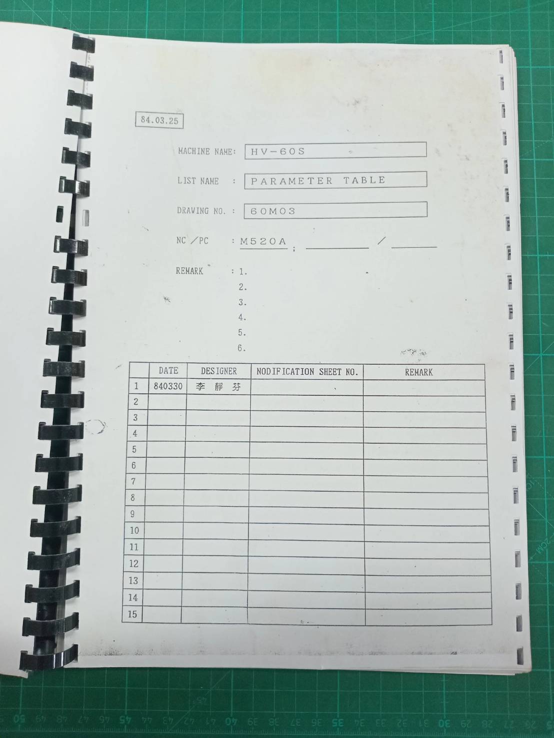 HARTFORD HV-60S PARAMETER TABLE LADDER DIAGRAM