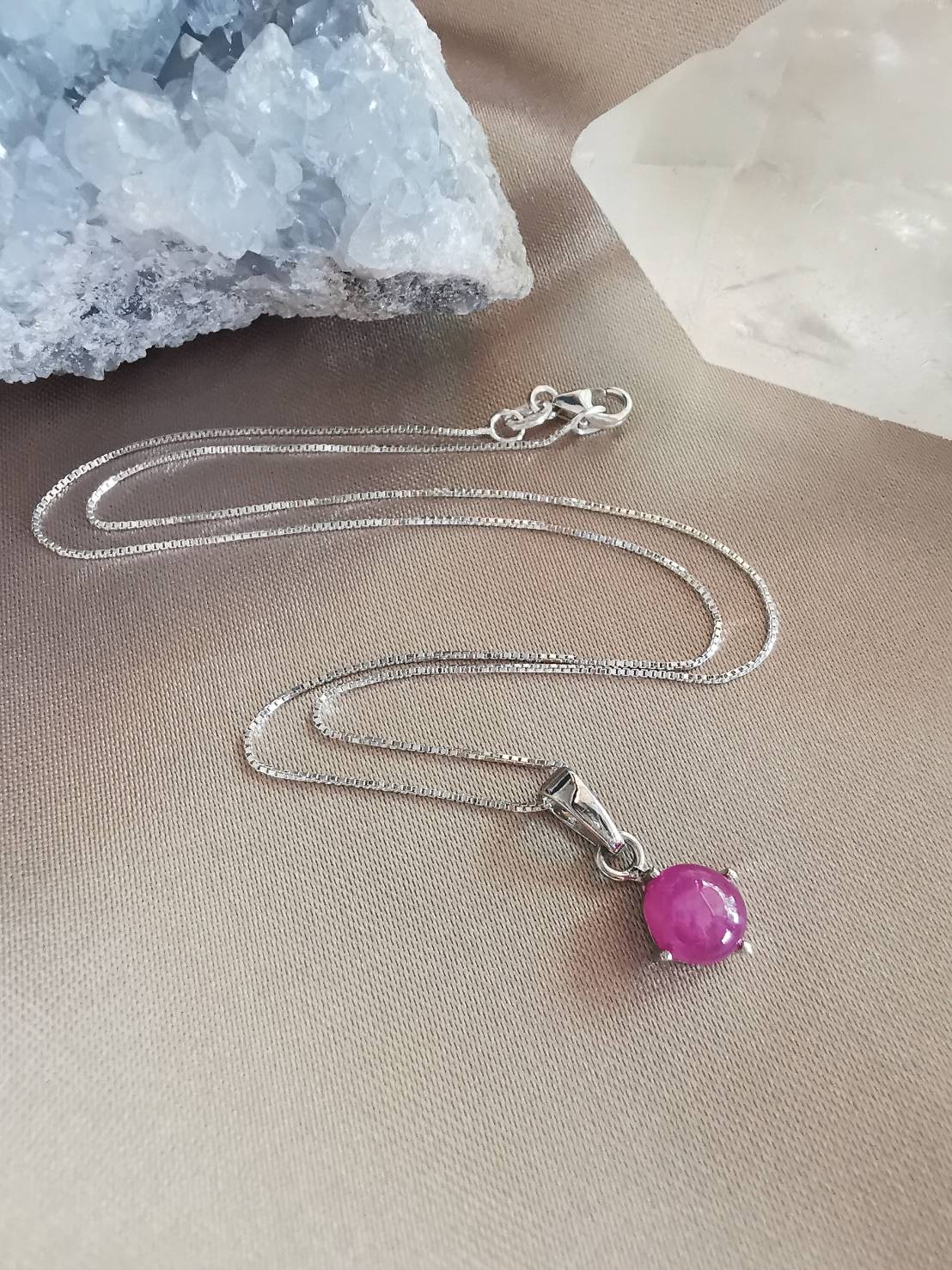 สร้อยคอเงินจี้พลอยทับทิม Ruby