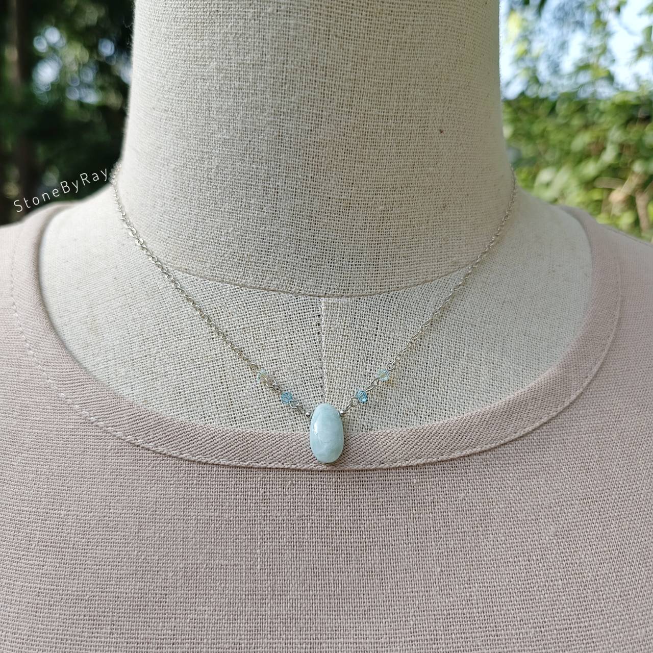 สร้อยคอเงินจี้หินลาริมาร์ Larimar