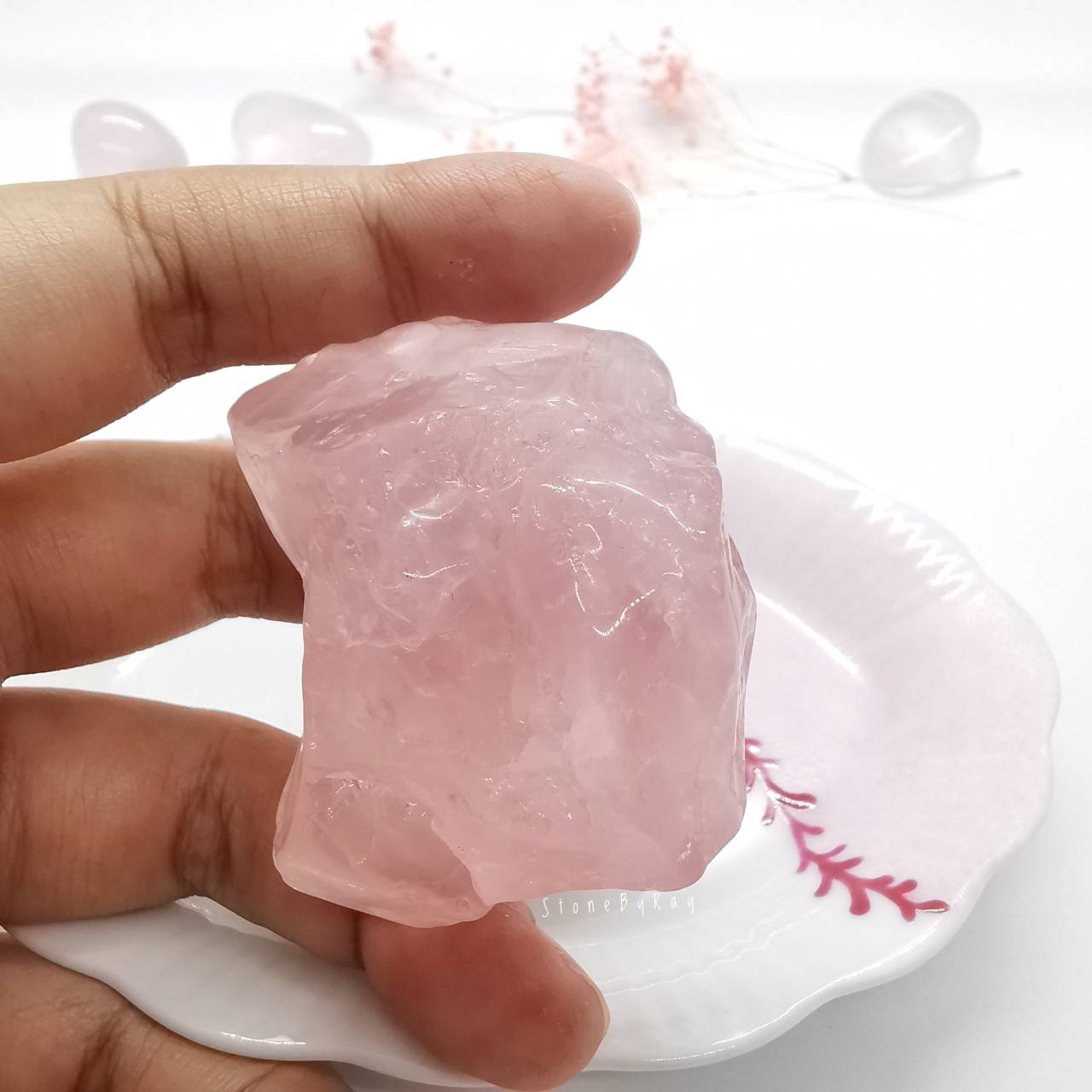 หินโรสควอตซ์ก้อนธรรมชาติขัดมัน(Rose Quartz)