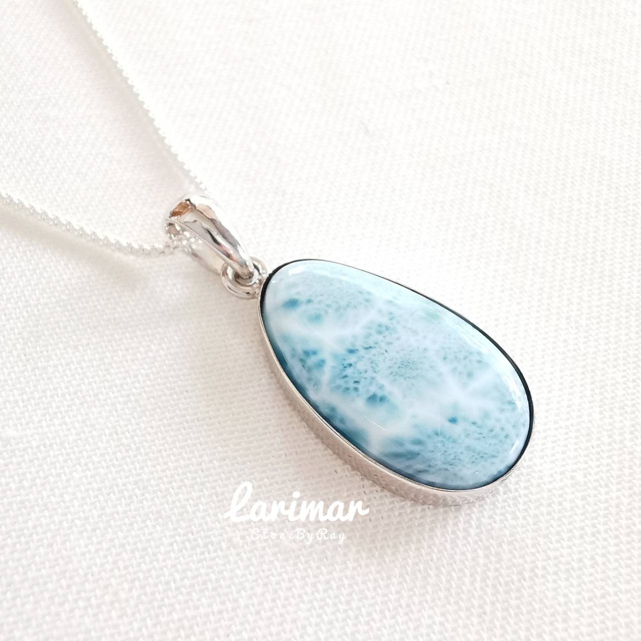 สร้อยคอเงินจี้หินลาริมาร์ Larimar