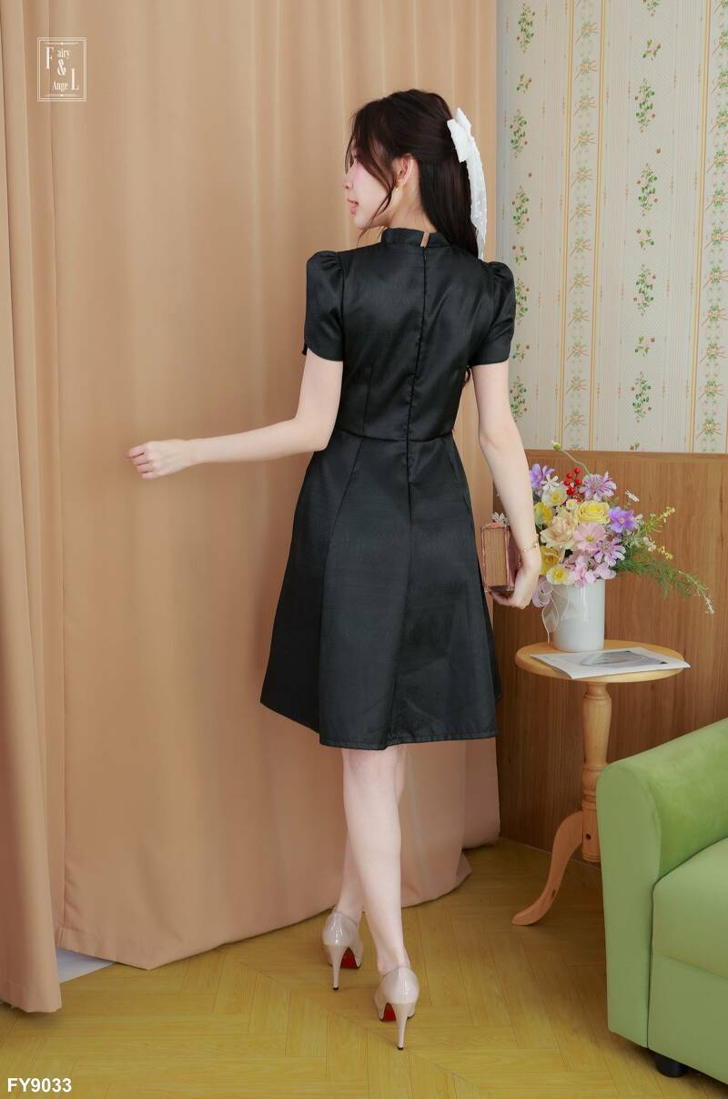 kudapy เดรสสั้นสีม่วง/สีเทา/สีเหลือง เดรสไทยทรงบานแขนกลีบบัว