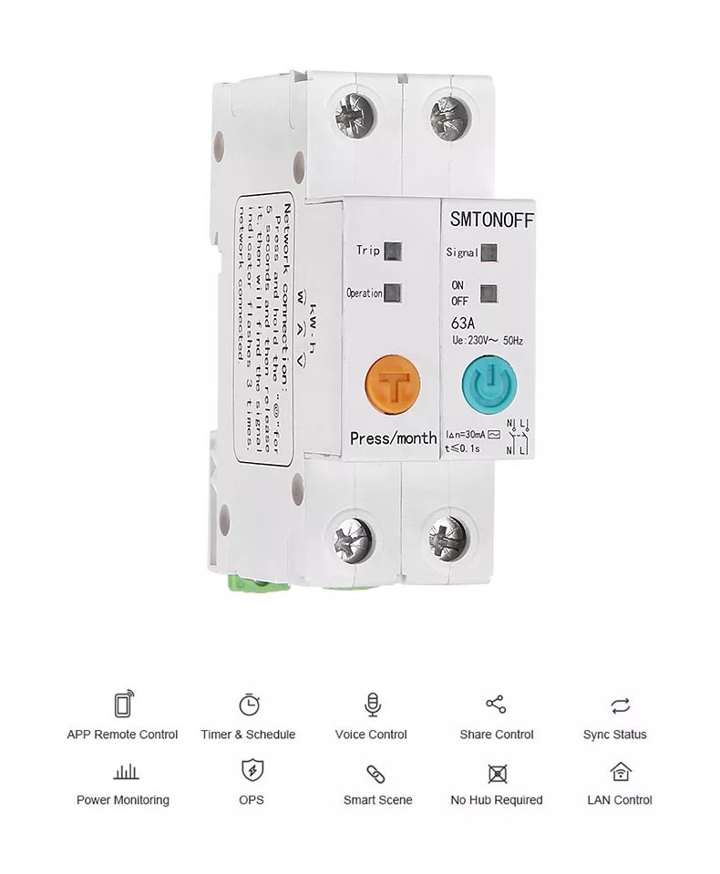 Smart switch circuit breaker Energy Meter สวิตช์อัจฉริยะ เซอร์กิตเบรกเกอร์ เครื่องวัดพลังงาน วัตต์มิเตอร์ การควบคุมด้วยเสียง alexa google home สำหรับบ้านอัจฉริยะ