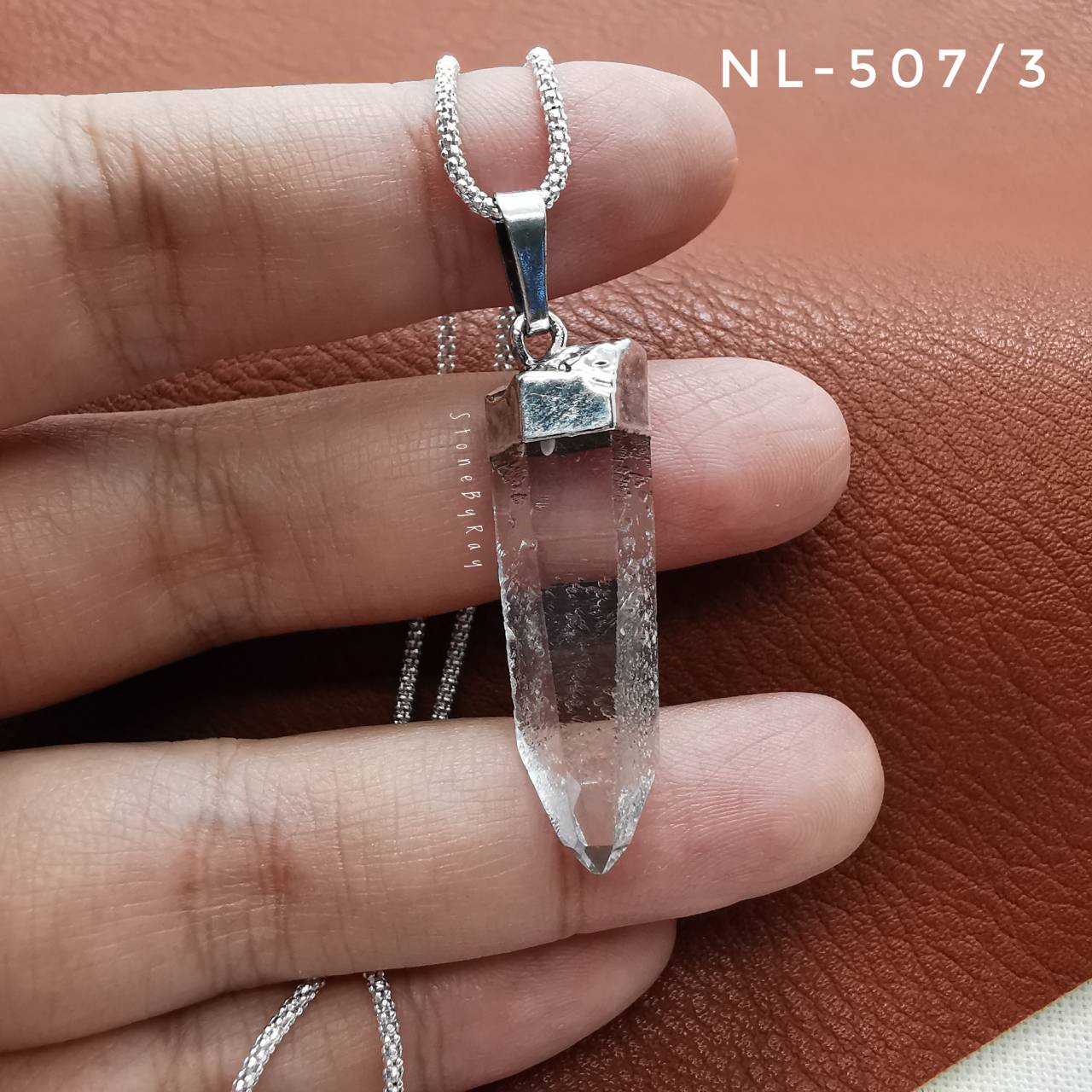 สร้อยคอเงินจี้หินคริสตัลควอตซ์ผลึกธรรมชาติ Crystal Quartz