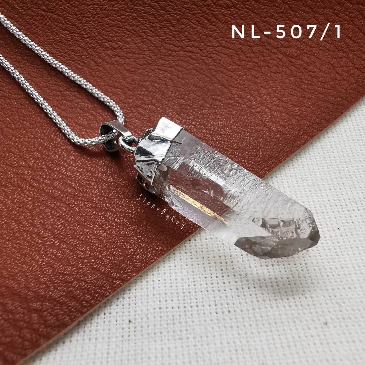 สร้อยคอเงินจี้หินคริสตัลควอตซ์ผลึกธรรมชาติ Crystal Quartz