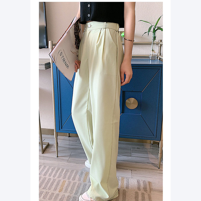 kudapy กางเกงแฟชั่นขายาว เอวยางยืดด้านหลัง แต่งกระดุมหน้าและมีซิปรูด กระเป๋าสองข้างล้วงได้