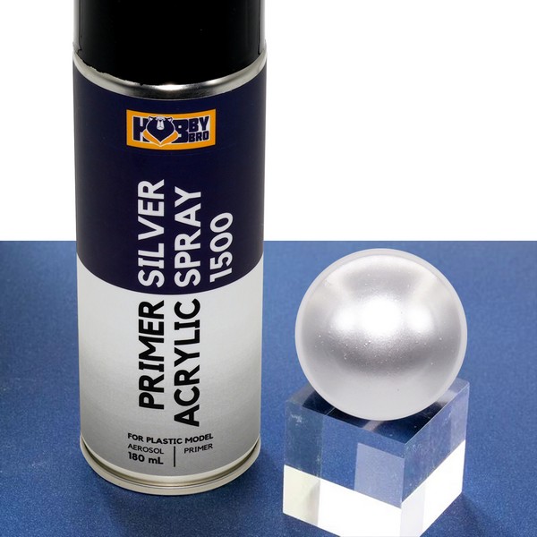 HB-009 primer silver acrylic spray 1500 180ml. สเปรย์รองพื้นสีเงิน