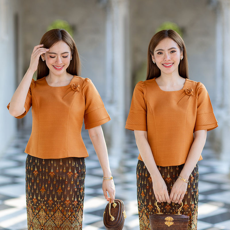 kudapy เสื้อออกงานสีขาว/สีม่วง/สีส้ม/สีฟ้า งานผ้าไหมฝรั่งเศสสีพื้น อัดกาวให้ทั้งตัว ทรงสวยตามแบบ การตัดเย็บเนียบ ทรงสวย ใส่สวยทุกรูปร่าง