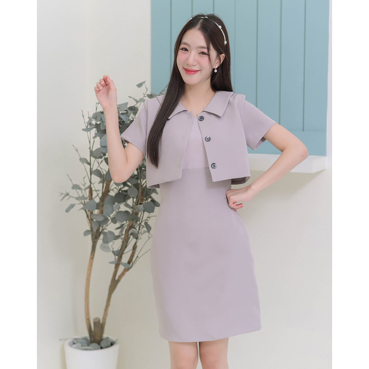 kudapy เดรสแขนสั้นคอปก ตัวเสื้อกระดุมปลดได้จริง คลาสสิกสไตล์มินิมอล ผ้าเนื้อไม่หนาไม่บาง เป็นผ้าเนื้อนิ่มใส่สบาย มีซับในทั้งตัว