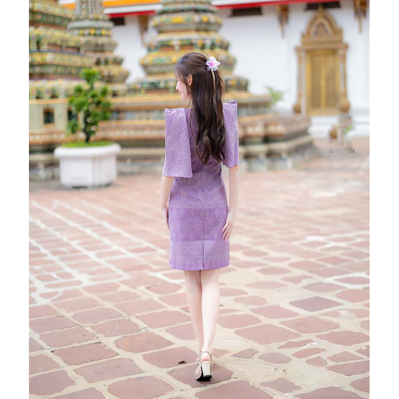 kudapy เดรสแต่งแขนสองชั้นคอเหลี่ยม