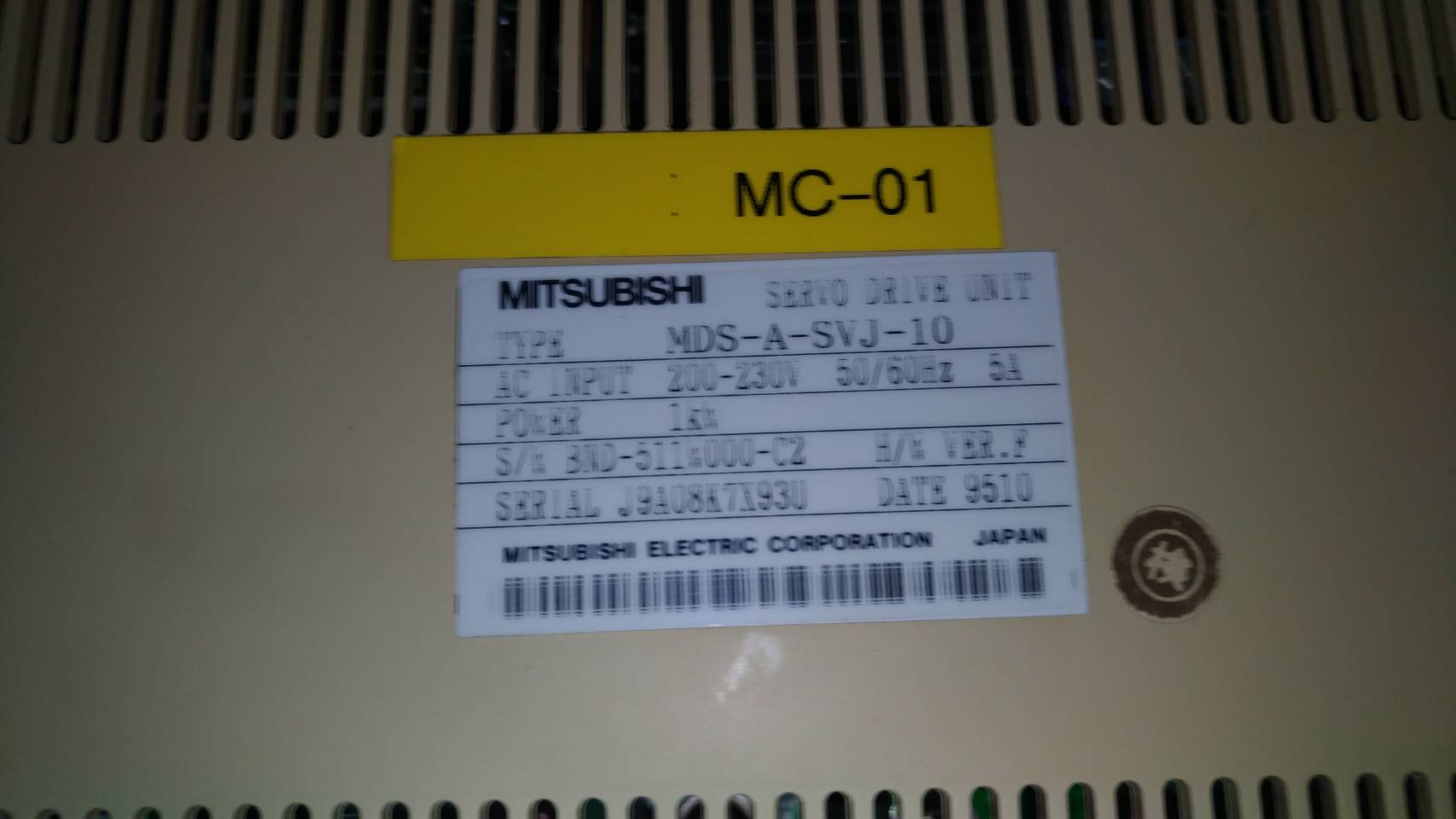 MITSUBISHI MDS-A-SVJ-10 SERVO DRIVE