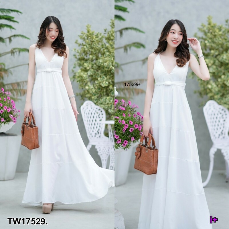 kudapy แม็กซี่เดรสสีขาว สีแดง เดรสสายเดี่ยว อกเสริมฟองน้ำ รูดปรับได้เลยค่ะ ใส่ริมทะเล