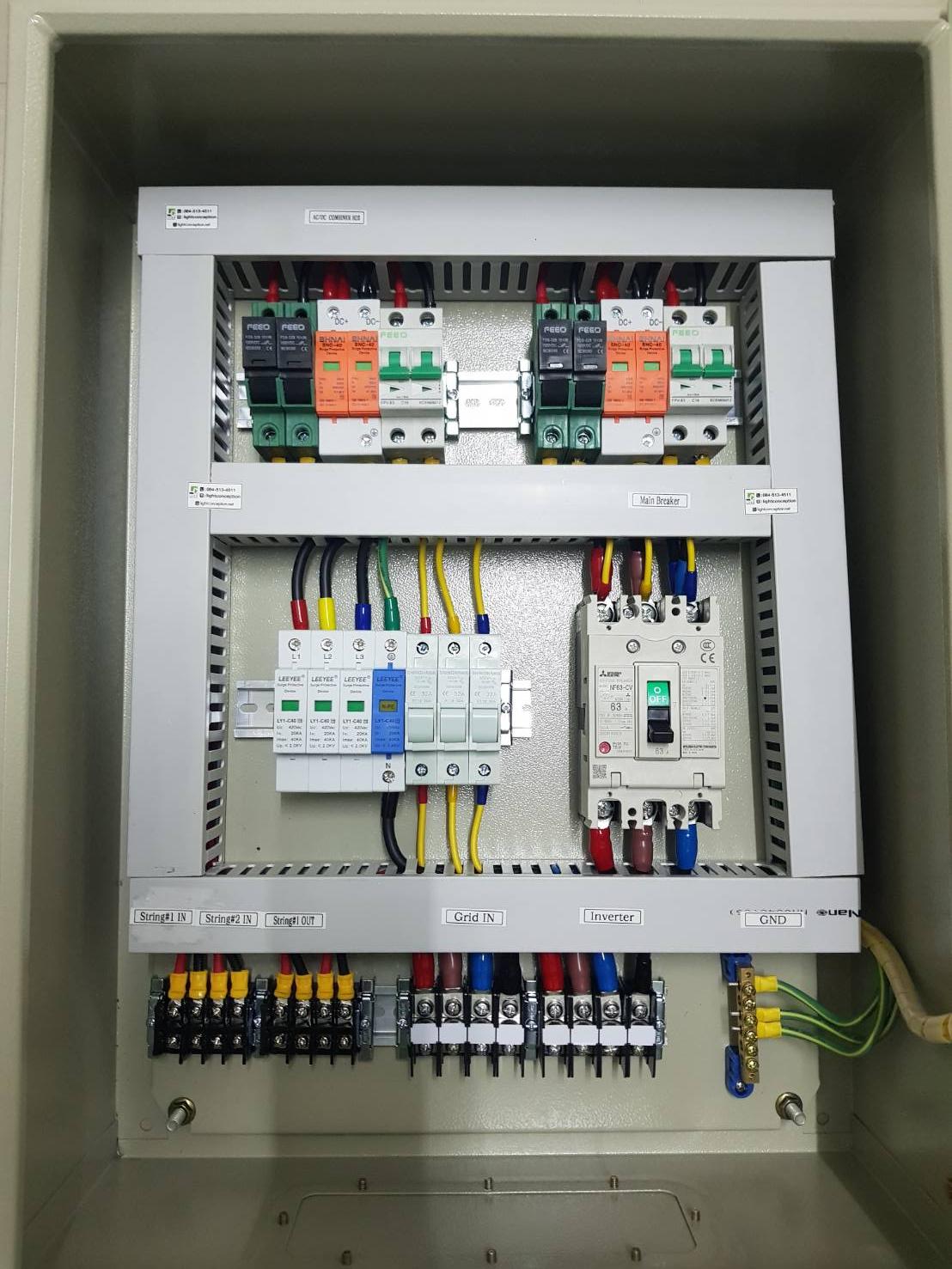 AC-DC combiner box 2string 3phase สำหรับระบบโซล่าเซลล์