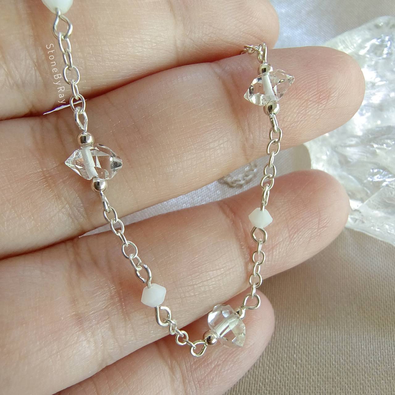 สร้อยคอเงินหินเฮอร์คิเมอร์ไดม่อน Herkimer Diamond