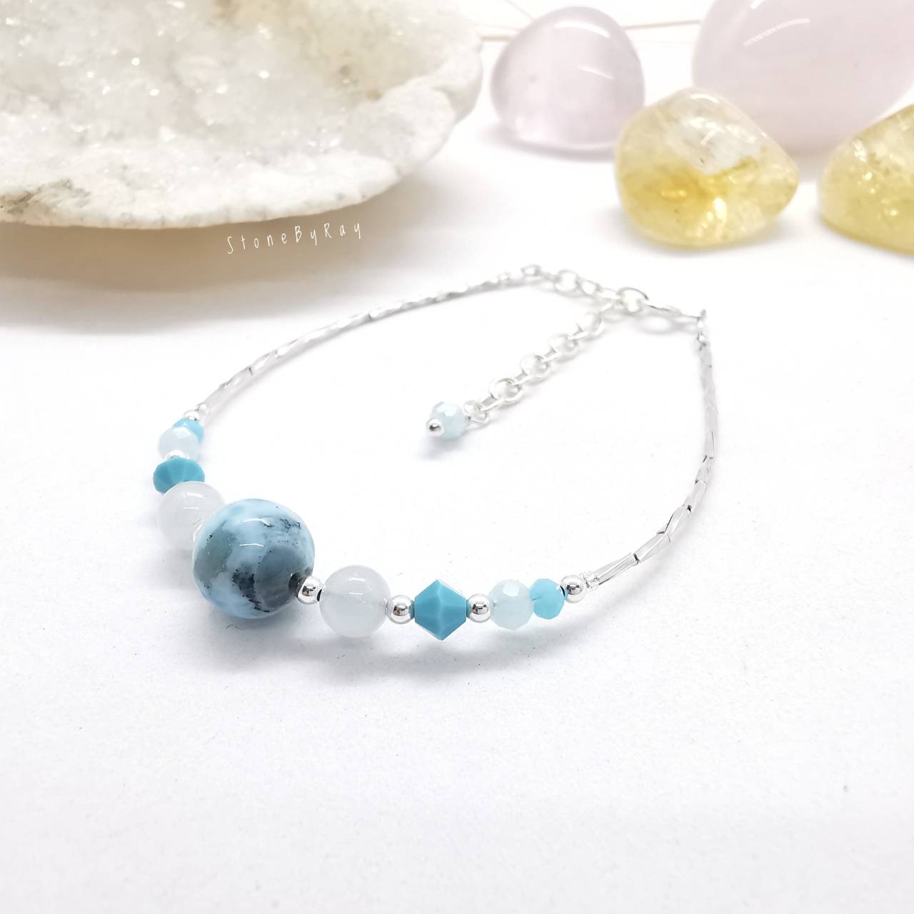 สร้อยข้อมือเงินหินลาริมาร์ Larimar