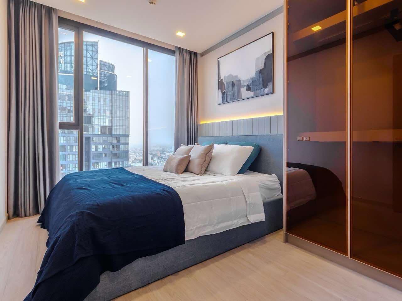 ให้เช่าห้องแบบ 3ห้องนอน 3ห้องน้ำ 1ครัวแยก โซนพื้นที่ MRT พระราม9 คอนโด One9Five Asoke - Rama 9 (วันไนน์ไฟว์ อโศก - พระราม 9) High Rise ขนาดห้อง 93.5 ตรม. ชั้น 58 ตึก A