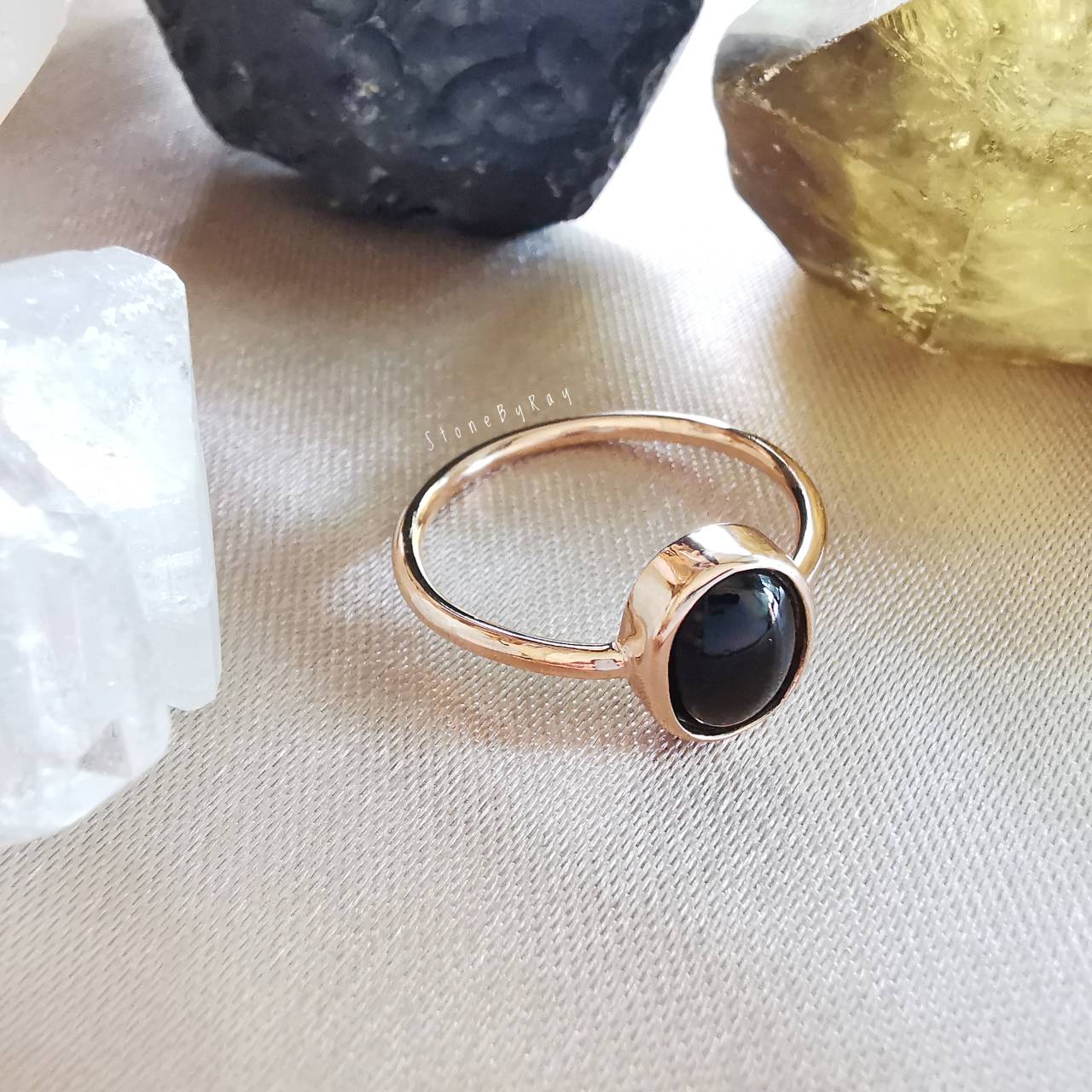 แหวนเงินหินสะเก็ดดาว Tektite