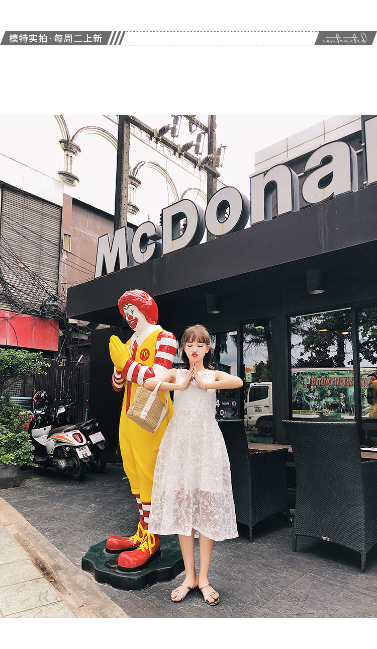 kudapy summer dress ผ้าไหมแก้ว organza สีขาว แขนกุด ปักด้ายลายดอกไม้ทั้งชุด